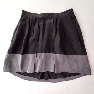 Madewell Silk Viscose Colorblock Mini Skirt Black Gray Small Modern Minimalist